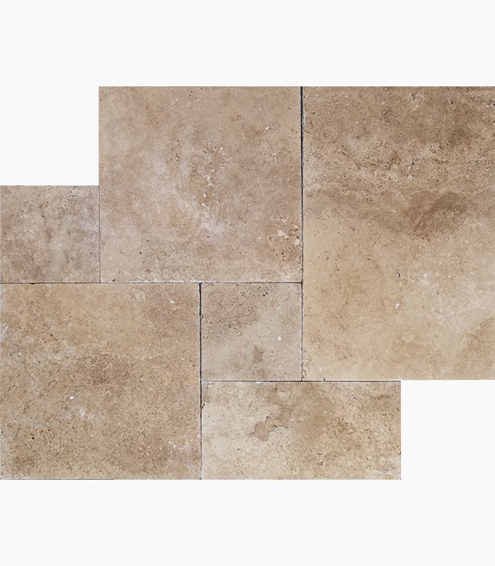 French Pattern ROMAN BLEND/WALNUT Premium-SELECT Tumbled Travertine PAVER $6.56 /SQFT